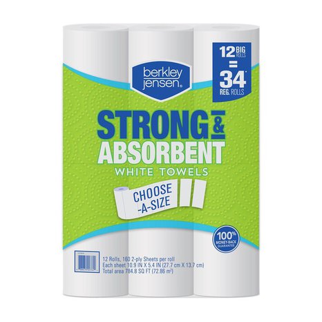 Product of Berkley Jensen 160-Sheet Choose-a-Size Paper Towels, 12 pk (Shipping only)