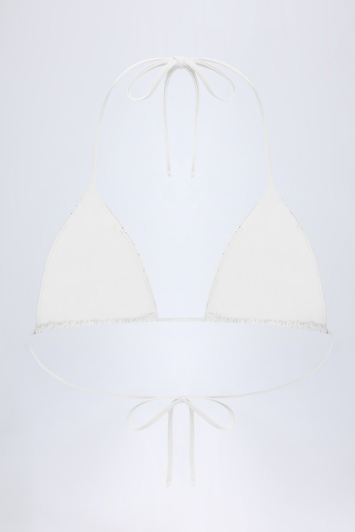 Broderie Anglaise Triangle Bikini Top in White