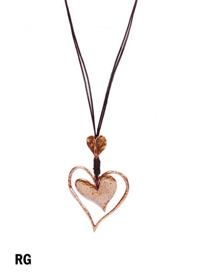 Rope Necklace  Heart Pendant