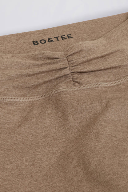 Brushed Jersey Ruched Mid-Rise Leggings in Mocha Marl