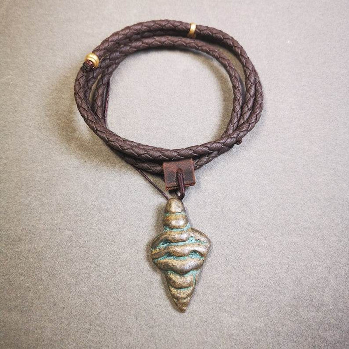 Shankha Divine Conch Badge,Tibetan Buddhist Protective Amulet Pendant,Made of Li - Tibetan Buddhist amulet, view 4