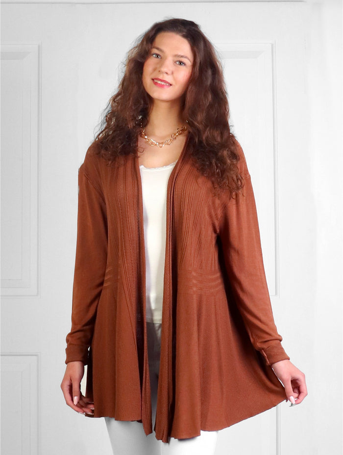 Sweater - Embroidered Bottom Design - Coffee