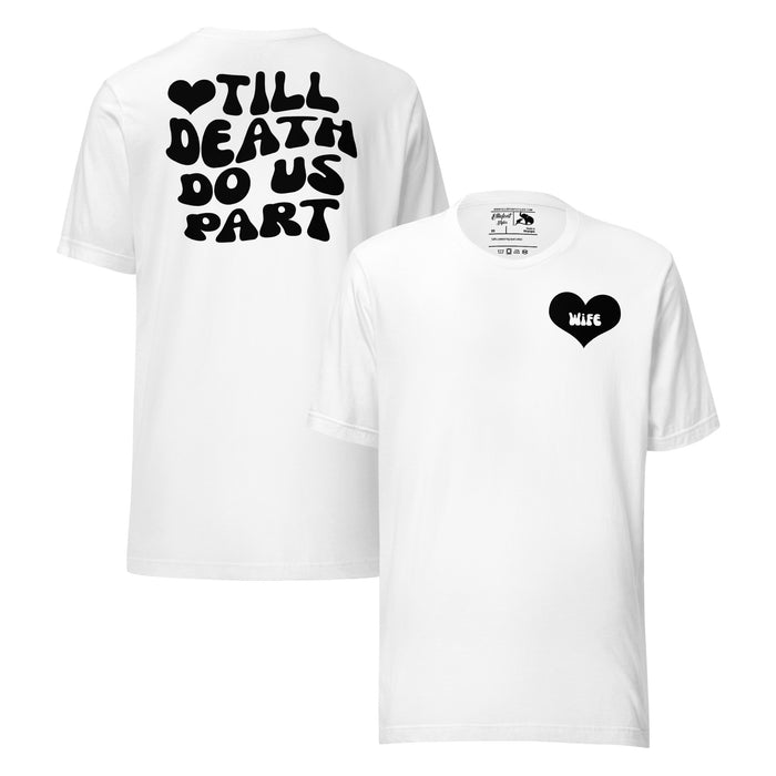 Matching Husband and Wife honeymoon t-shirts for newlywed couples