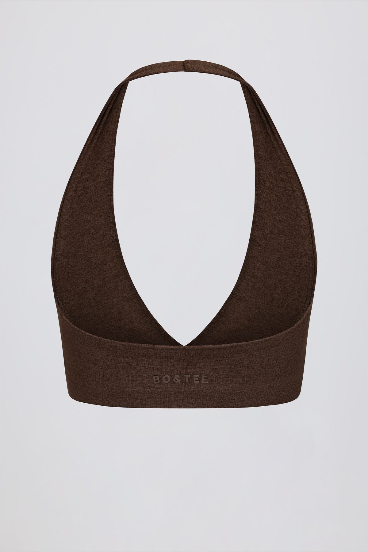 Brushed Jersey V-Neck Sports Bra in Pecan Marl